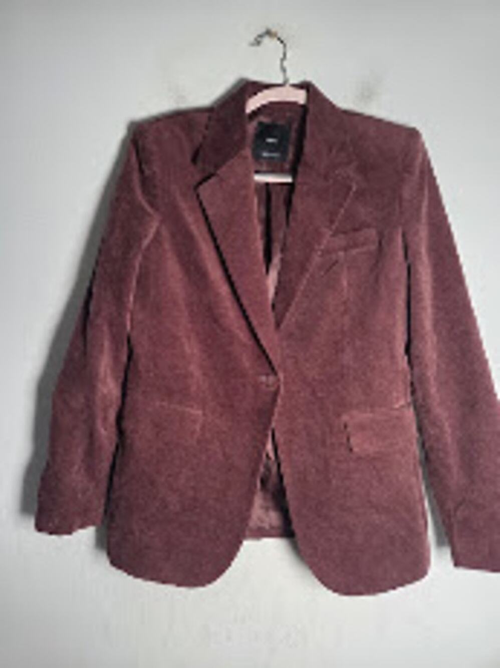 MNG Chocolate Brown 100% Cotton Corduroy 1 Button Single Breasted Blazer Medium